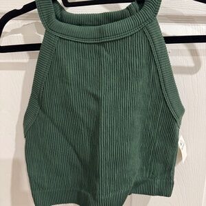 Aerie Seamless High Neck Bra Top size L Green